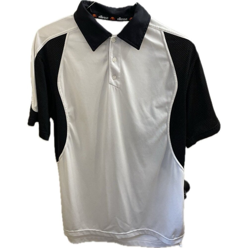 Ellesse Mens Red White Black  Polo Shirt Size Medium Tennis Italian